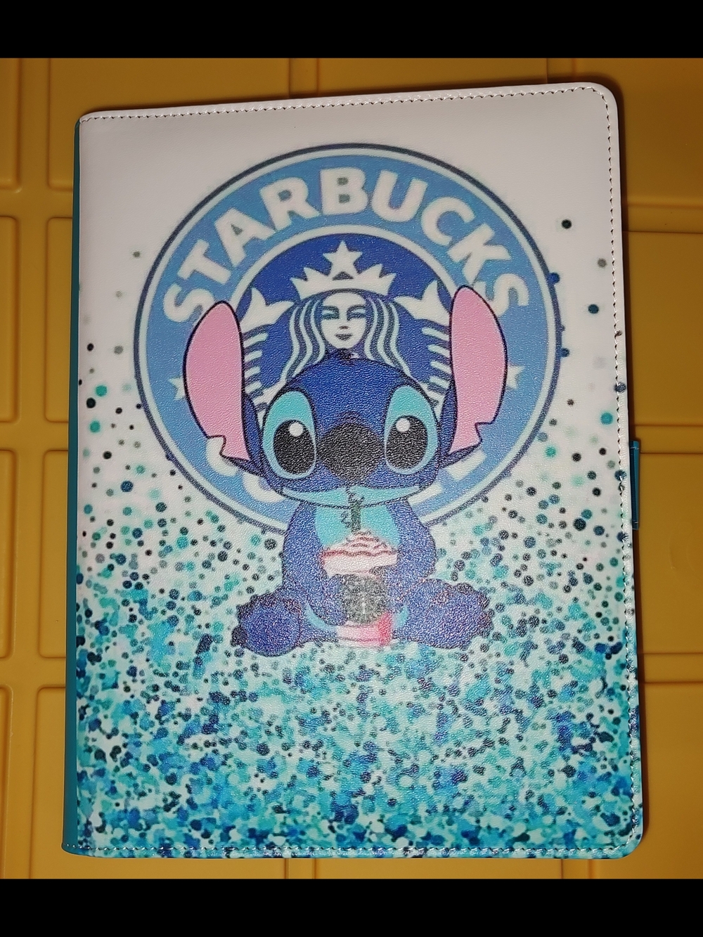 Starbucks Blue Pink Stitch Glitter Binder Notebook